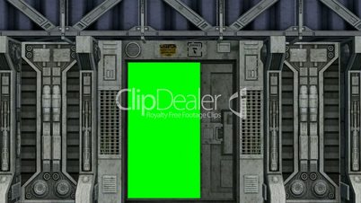 spaceship door opens and closes - green screen