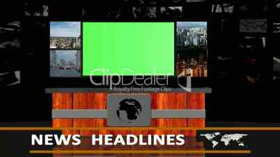 news headlines studio background - green screen effect