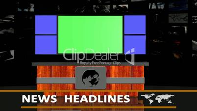 news headlines studio background - green blue screen