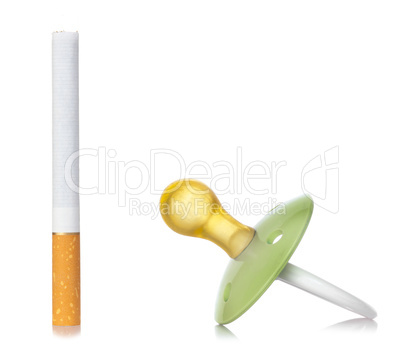 Concept of smoke with pacifier for babies.