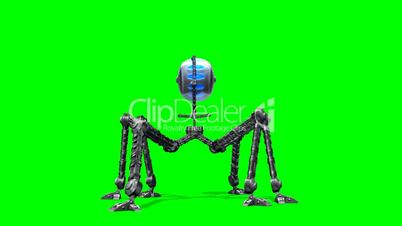Alien Hexapod machine walk - green screen