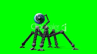 Alien Hexapod machine walk -  green screen