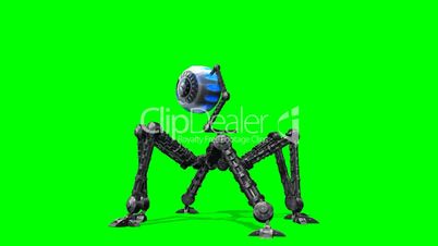 Alien Hexapod machine walk -  green screen