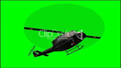 Helicopter Bell UH-1 in fly - green screen