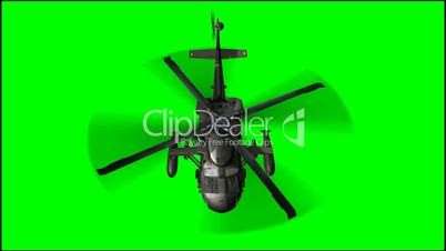 Helicopter Black Hawk in fly -  green screen