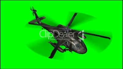 Helicopter Black Hawk in fly -  green screen