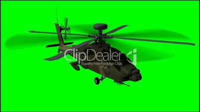 Helicopter Boeing AH- 64 Apache in fly -  green screen