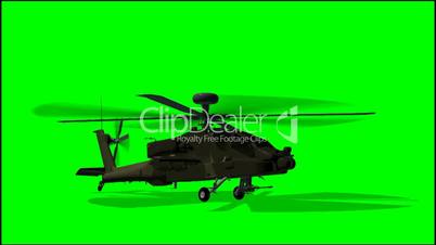 Helicopter Boeing AH- 64 Apache in fly -  green screen