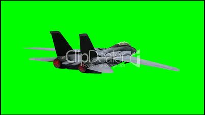 Jet Airplane F-14  in fly - green screen