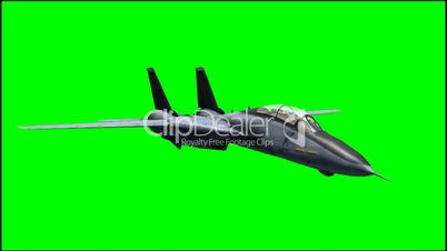 Jet Airplane F-14  in fly - green screen