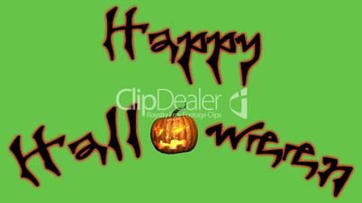 Happy Halloween text animation - green black screen