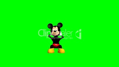 Mickey Mouse sitting and bored - green screen