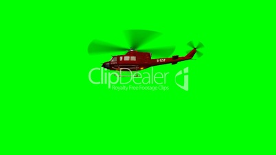 Helicopter Bell UH1 Huey - Air Rescue fly over - green screen