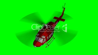 Helicopter Bell UH1 Huey - Air Rescue in fly - green screen