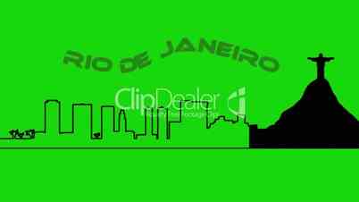 Skyline Rio de Janeiro - cartoon animation - green screen
