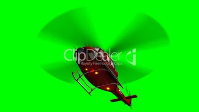 Helicopter Bell UH1 Huey - Air Rescue in  fly  - green screen