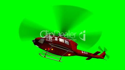 Helicopter Bell UH1 Huey - Air Rescue in fly  - green screen