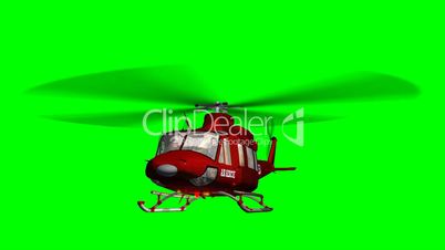 Helicopter Bell UH1 Huey - Air Rescue in fly  - green screen