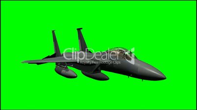 Jet Airplane F-15 in fly - green screen