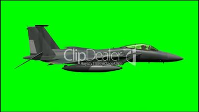 Jet Airplane F-15 in fly - green screen
