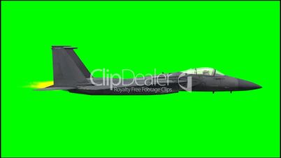 Jet Airplane F-15 in fly - green screen