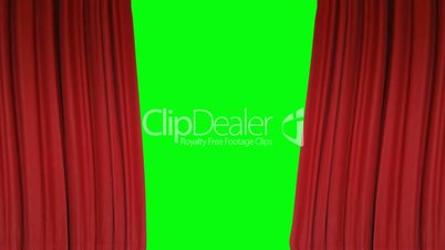theater curtain opens and closes - realistic animation - green screen