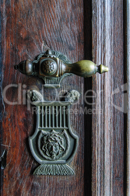 vintage doorknob on antique door