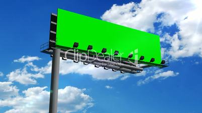 billboard with moving clouds - green screen