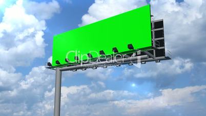 billboard with moving clouds - green screen