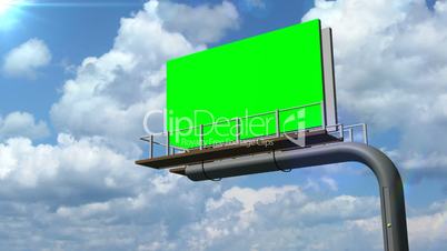 billboard with moving clouds - green screen