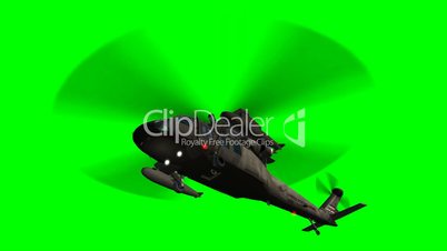 Black Hawk Helicopter in fly  - green screen