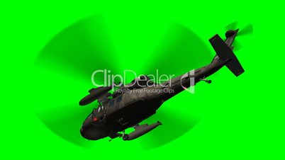 Black Hawk Helicopter in fly  - green screen