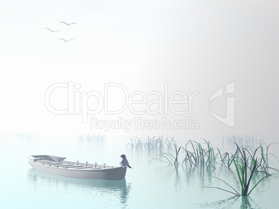 wood boat - 3d render