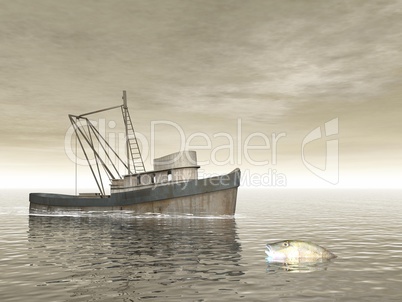old fishing boat - 3d render