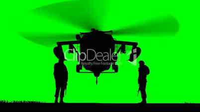 Black Hawk Helicopter Rising on greenscreen