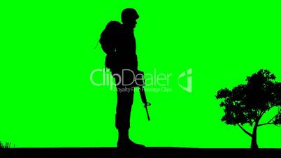Soldier on green screen