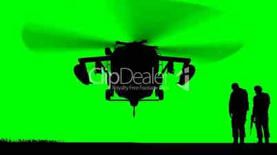 black hawk helicopter rising on greenscreen