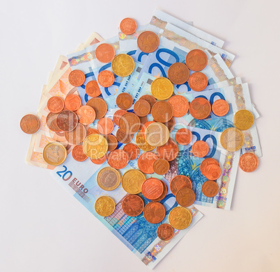 Euros coins and notes