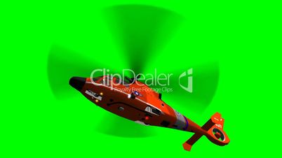 Helicopter U.S. Coast Guard Eurocopter fly - green screen