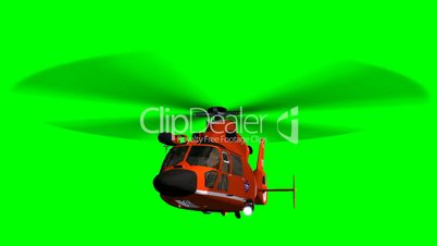 Helicopter U.S. Coast Guard Eurocopter fly - green screen