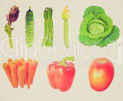 Retro look Vegetables isolated