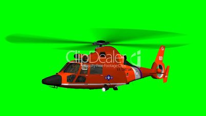 Helicopter U.S. Coast Guard Eurocopter fly - green screen