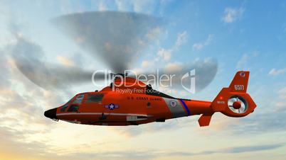 Helicopter U.S. Coast Guard Eurocopter in fly