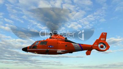 Helicopter U.S. Coast Guard Eurocopter in fly