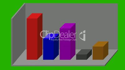 animated 3D bar graph - different colors - green screen