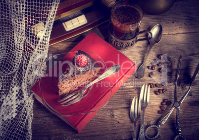 chocolate cake and turkish coffee - vintage style