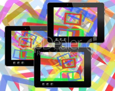 black tablets with motley abstract colorful pictures
