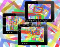 black tablets with motley abstract colorful pictures