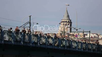 time lapse people fishing on the bridge