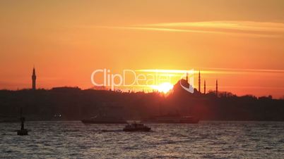 sunset Istanbul city